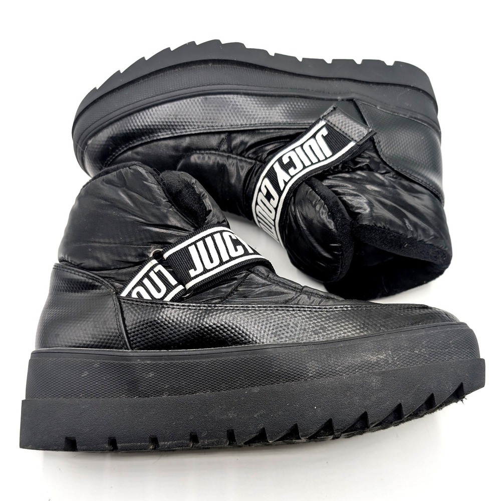 Juicy Couture Veronica Black Puffer Boots Platform Lug Chunky Sole Women 8 Y2k